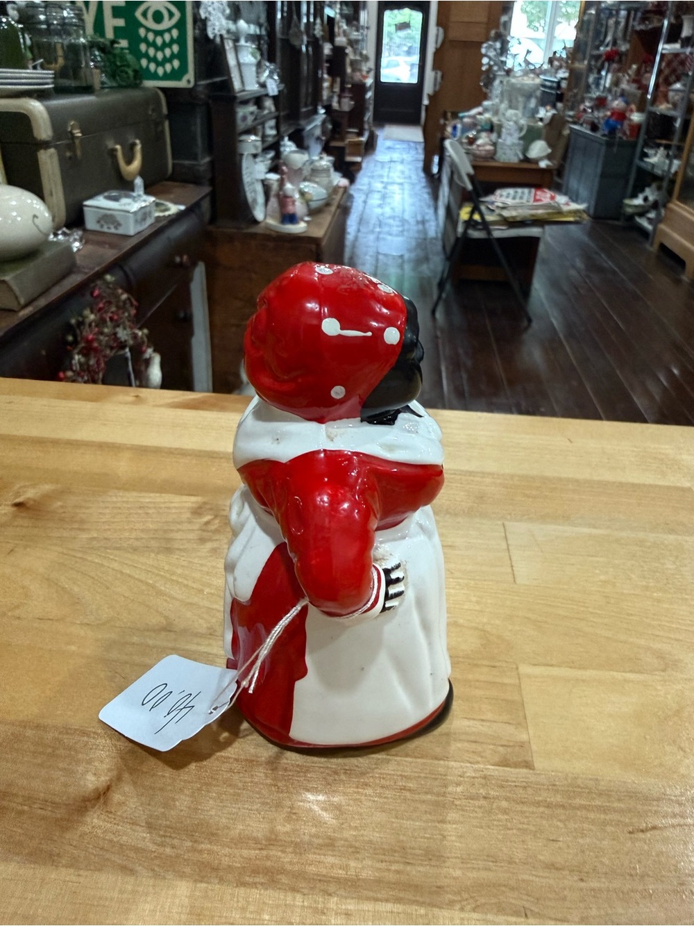 Vintage Red and White Ceramic woman Bell - Picture 2 of 7